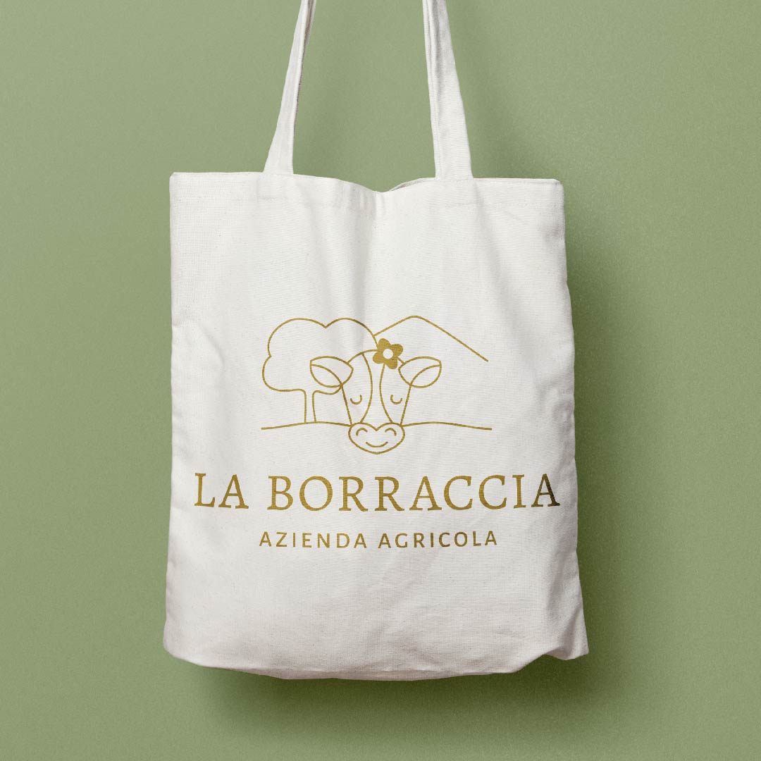 Logo dell'azienda agricola La Borraccia su una shopper bag