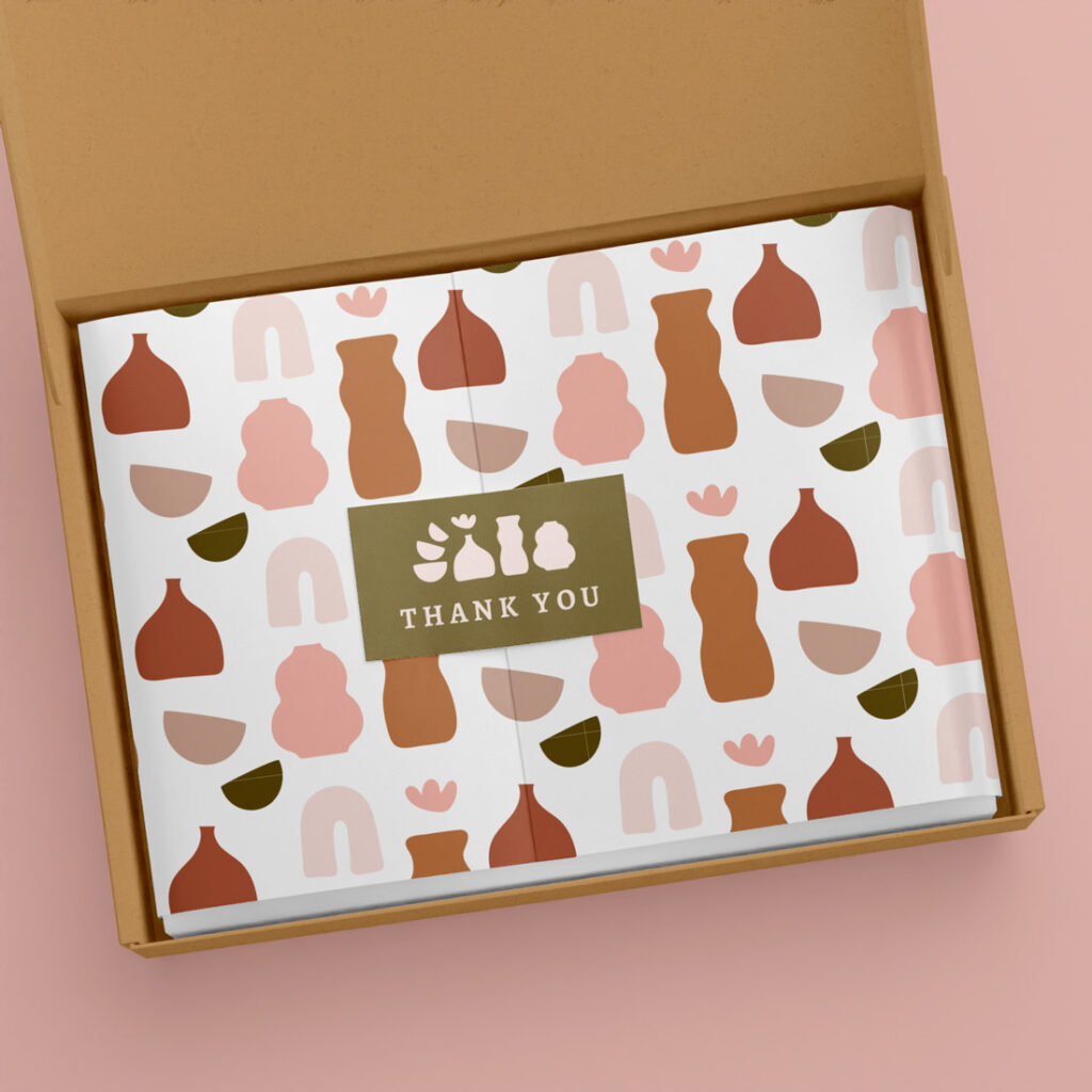 mockup packaging con logo e pattern made by isla