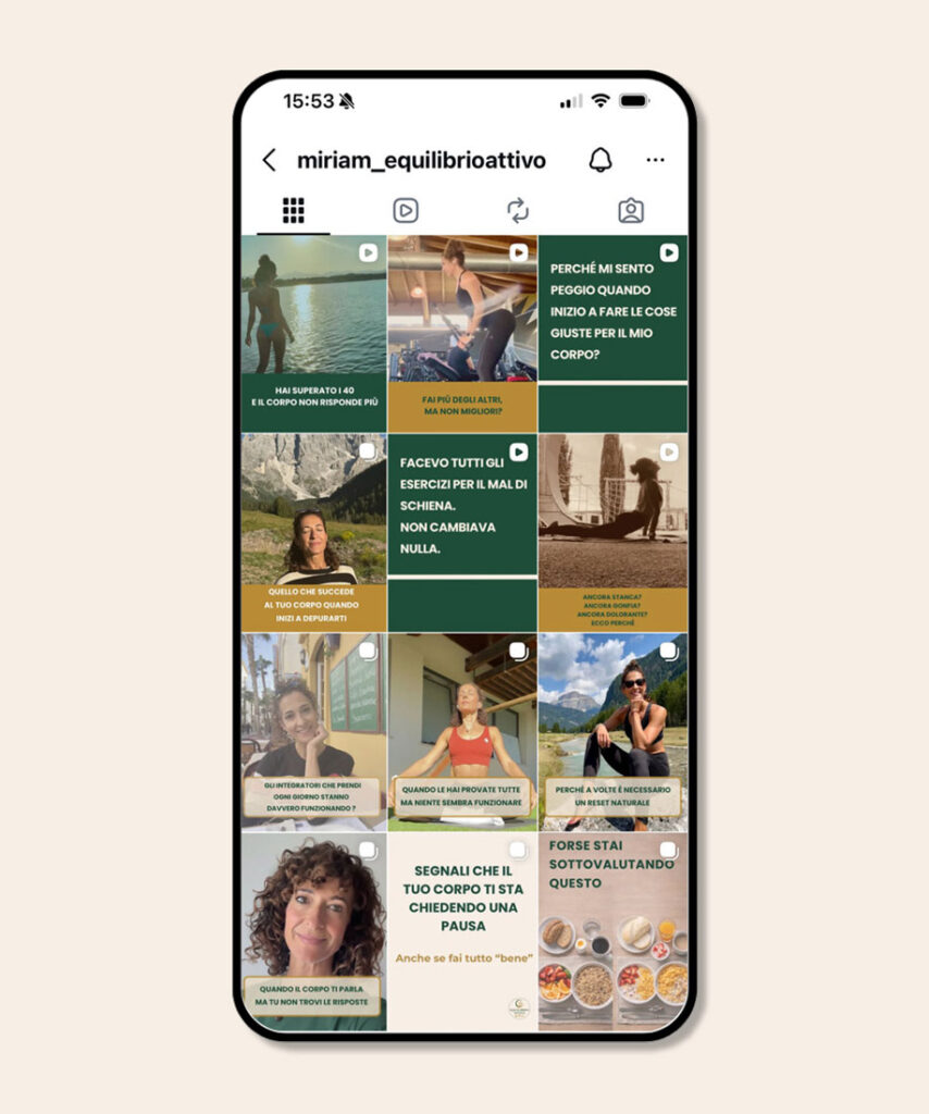 vecchio feed Instagram Equilibrio Attivo prima del percorso Social Flow