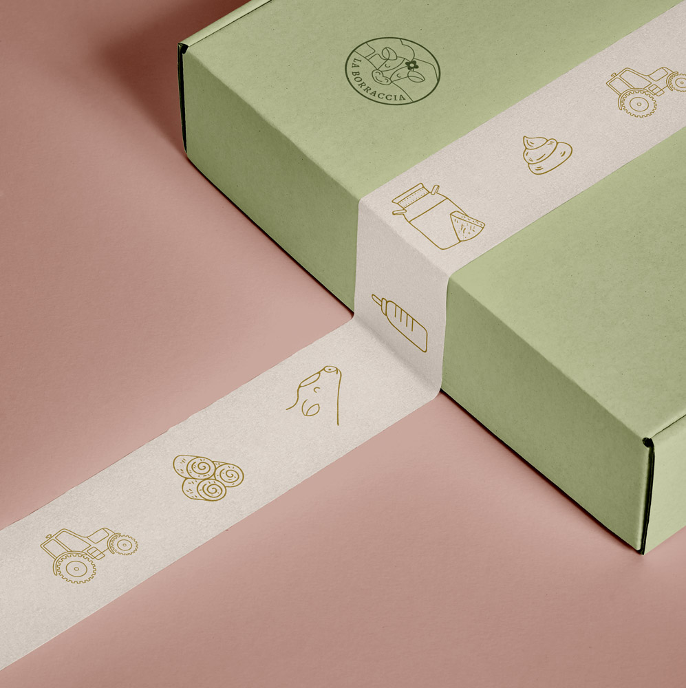 mockup nastro packaging con logo la borraccia applicato