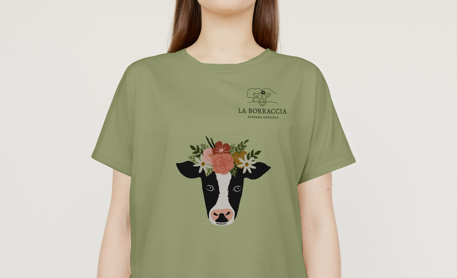 Mockup t-shirt con il logo La Borraccia azienda agricola applicato