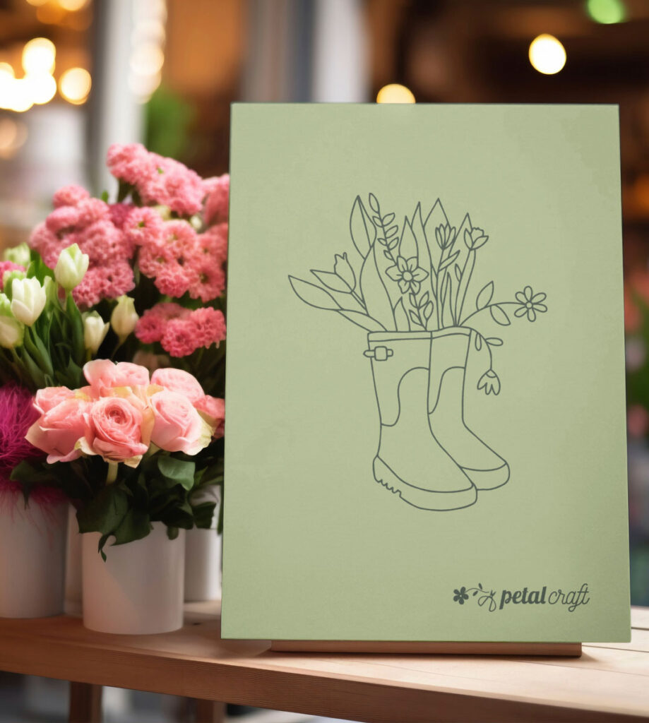 Mockup poster con logo e icona petal craft